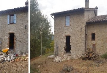 Un prima e dopo lavori a Monte Castello di Vibio. Ristrutturazione di un casale con restyling degli interni con studio design firmato Miani