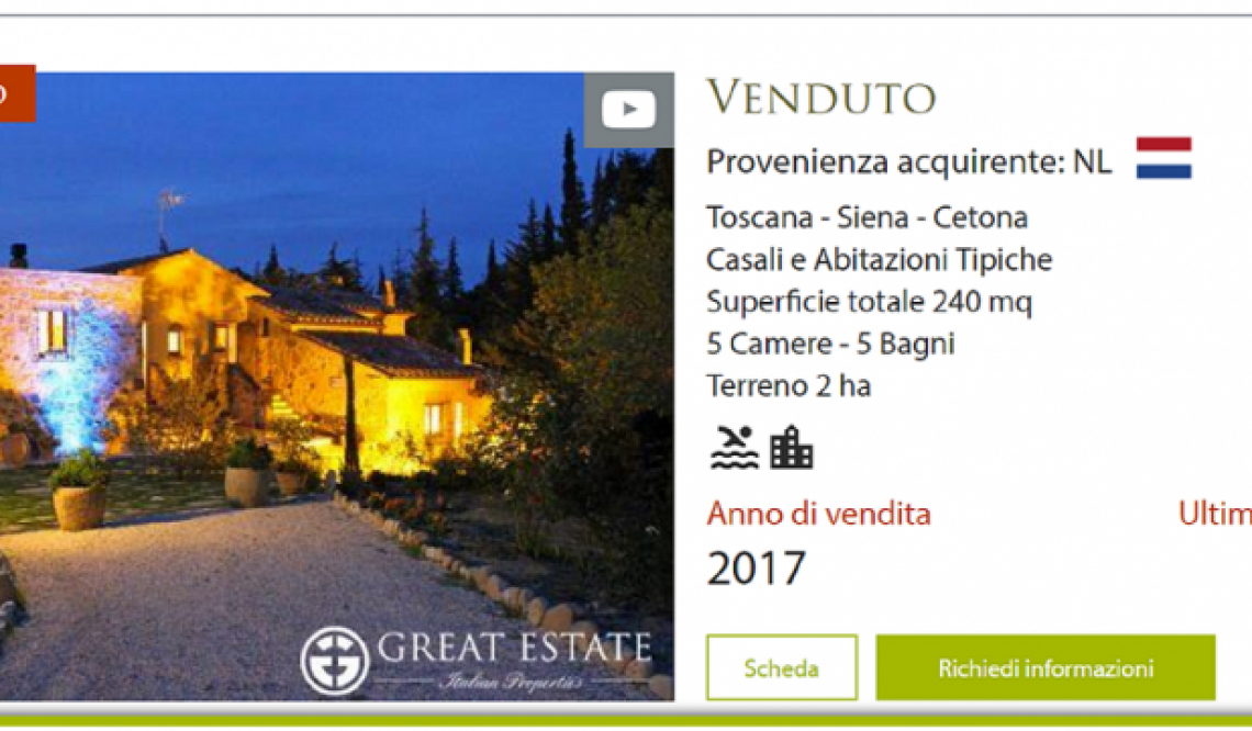 Great Estate da il benvenuto al 2018 con la vendita di casale “Il Felceto”