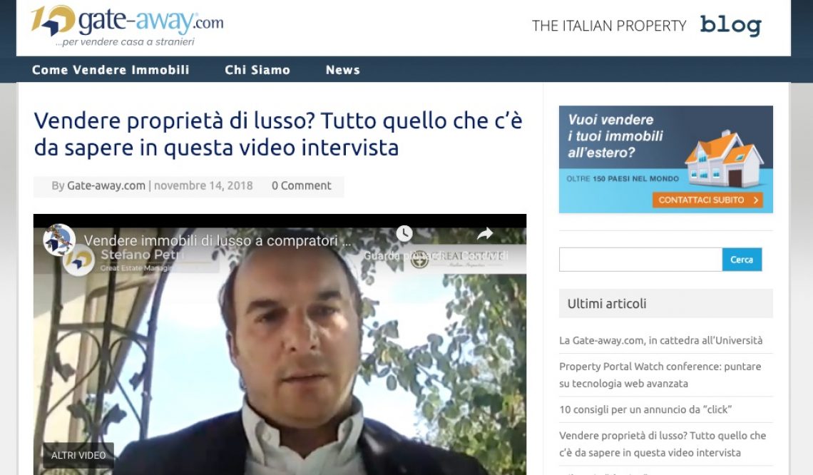 Gate-Away interviews Stefano Petri: how to sell a luxury property to an international clientele