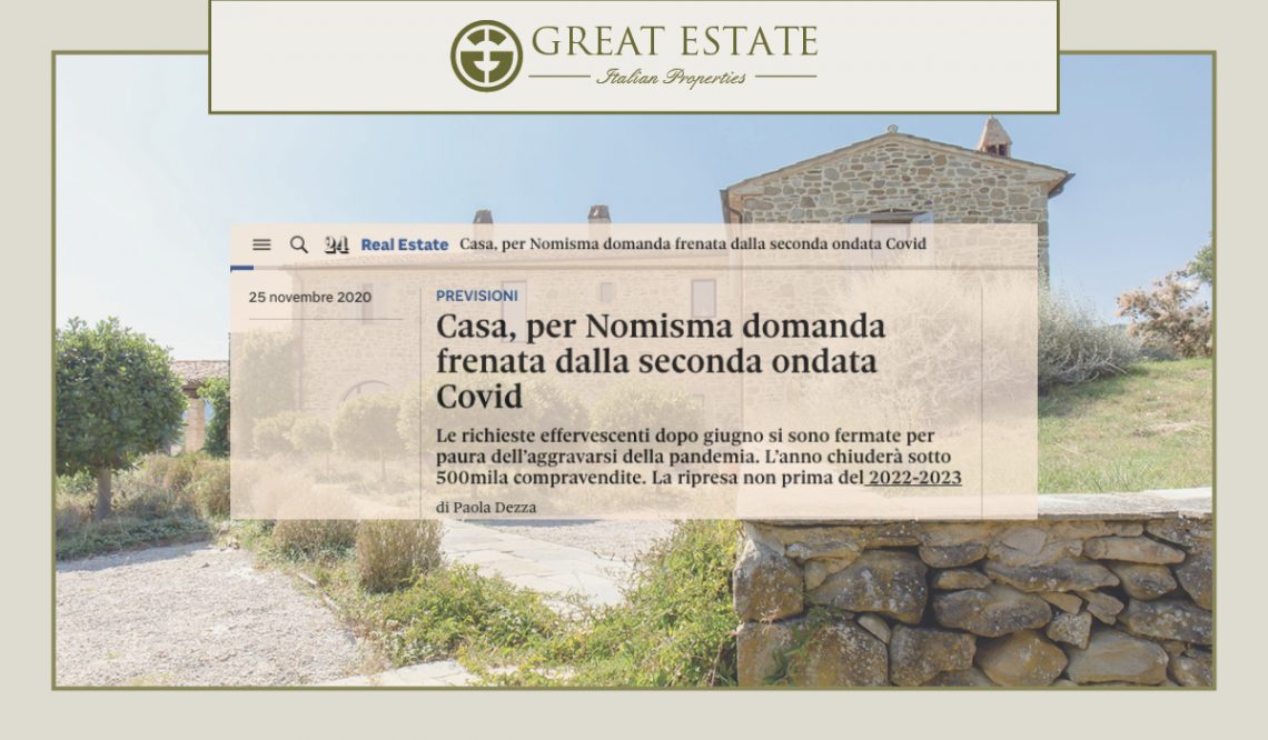 Il Sole 24 Ore: Homes, according to Nomisma, the demand has been damped by Covid second wave