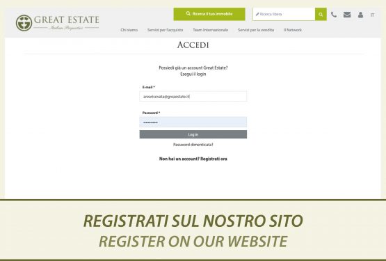 Would you like to discover everything about our properties for sale? Sign up now to greatestate.it!